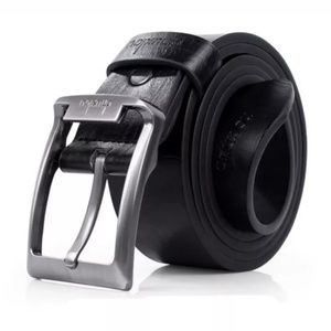 Men's black leather belt